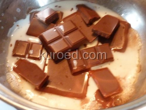 Вишневый пирог с шоколадом, пошаговое приготовление - шоколад растопить в молоке