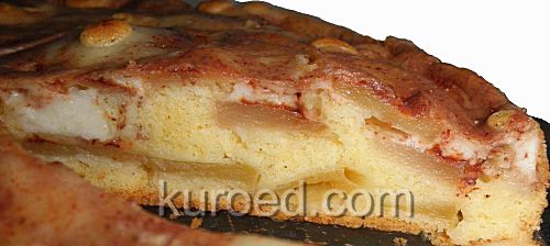 быстрый яблочный пирог со сливочным кремом, срез