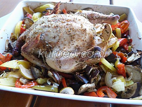Курица с овощами, пошаговое приготовление  - запечь до готовности