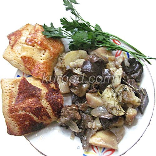 Картошка с баклажанами и налистники с мясом